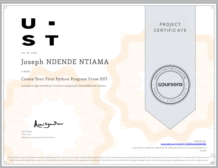 Certification Python Coursera